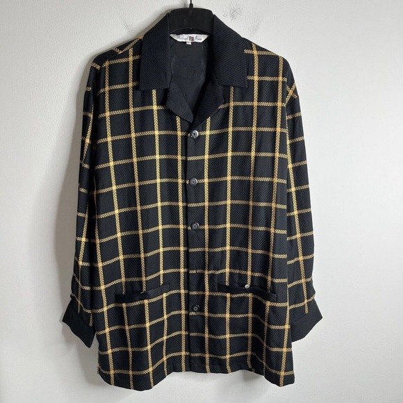 Plaid Button Down Shirt - Black and Gold - Picture 2 of 11